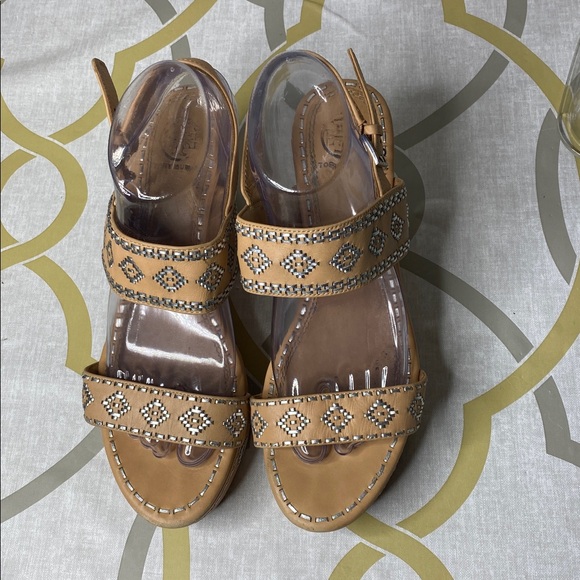 Tory Burch Blake 80mm Natural Vachetta Ankle Strap Wedge Sandals - Picture 4 of 8